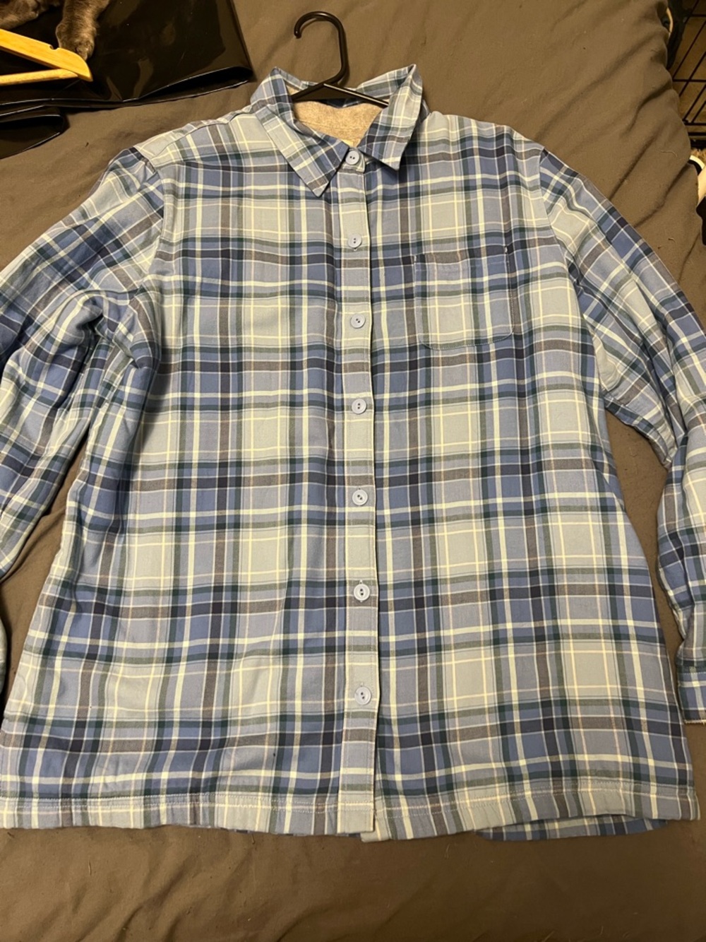 L.L. Bean Light and Navy Blue Plaid Button-Down Shirt
